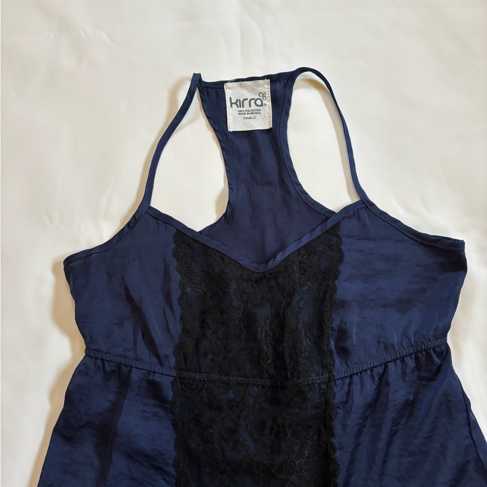 Kirra Sheer Camisole Spaghetti Strap Tank Top Navy Blue Small W/ Lace Lingerie - Picture 4 of 9